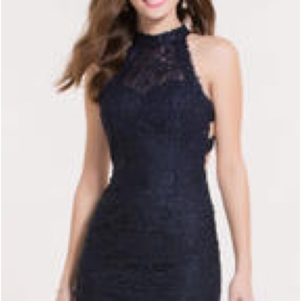 Alyce Paris‎ Elegant Navy Lace Halter Dress